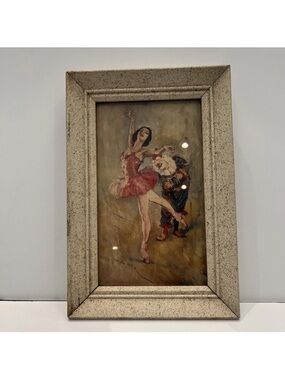 PAL Fried (Hungarian) Vintage Art Print Ballerina & Clown 1960's.